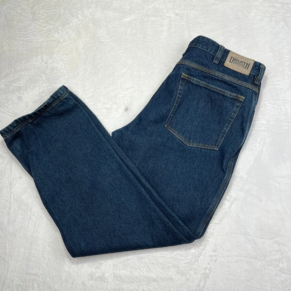 Duluth Trading Co Jeans Mens 38x32 Blue Denim Straight Leg Workwear